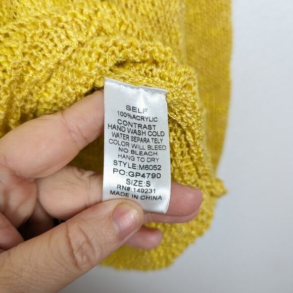 Kori America Yellow Open Knit Lightweight Long Sleeve Sweater Size S - Picture 6 of 7